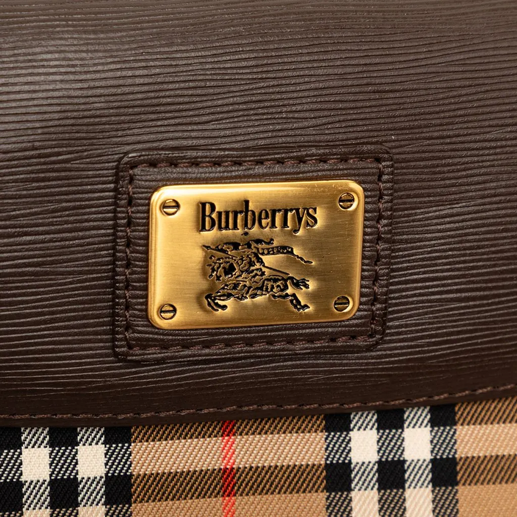 Burberry Haymarket Check Canvas Clutch Beige Good - Box View