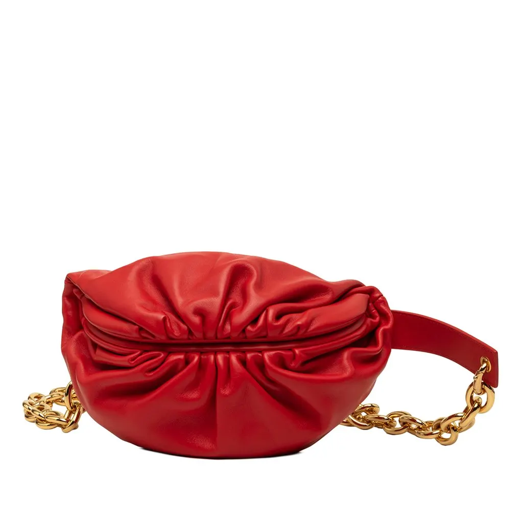Bottega Veneta Lambskin Belt Chain Pouch Red Leather Very good - Front View