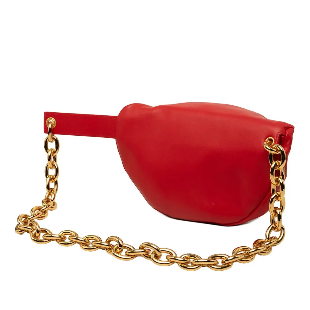 Bottega Veneta Lambskin Belt Chain Pouch Red Leather Very good - Back View