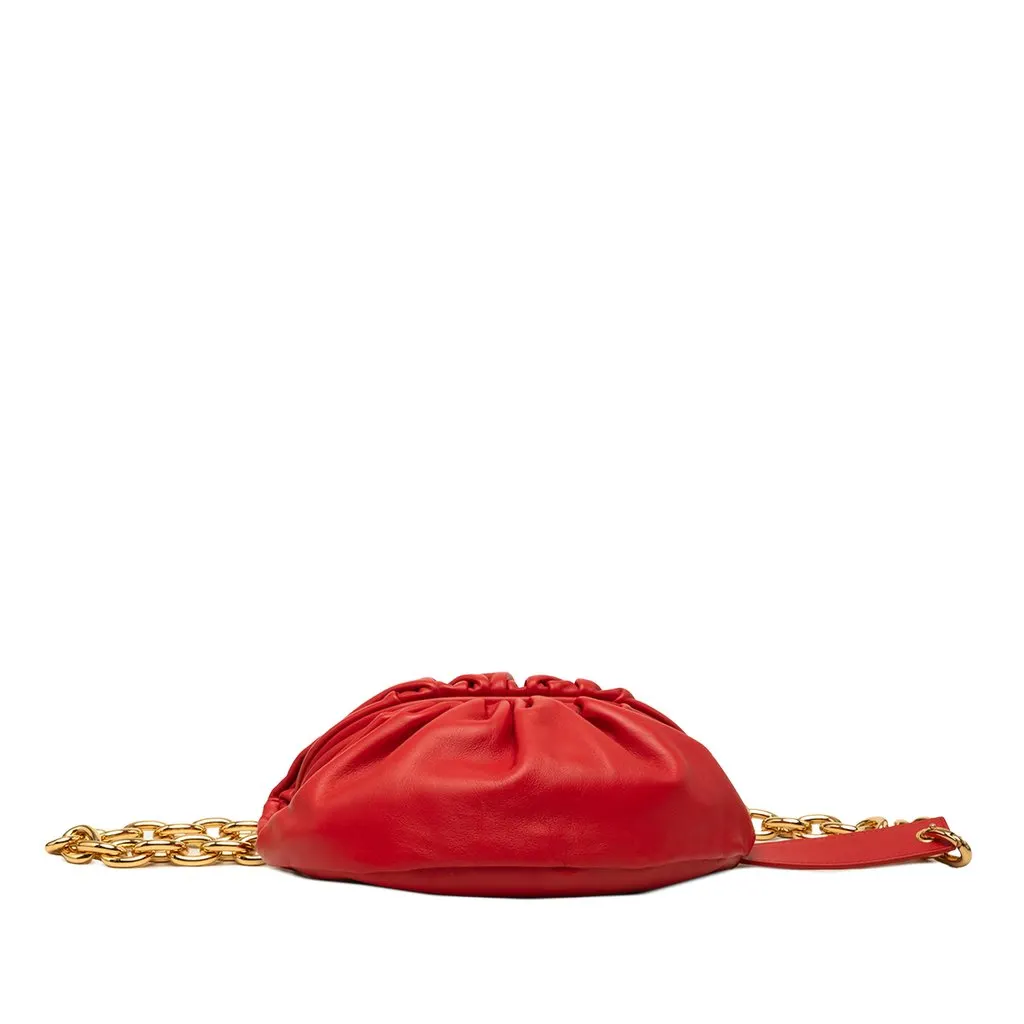 Bottega Veneta Lambskin Belt Chain Pouch Red Leather Very good - Inside View
