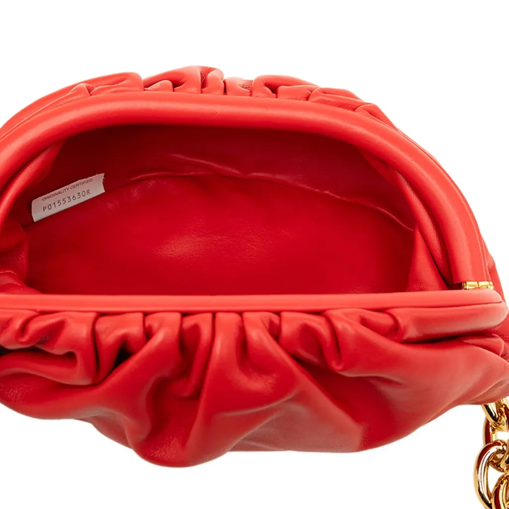 Bottega Veneta Lambskin Belt Chain Pouch Red Leather Very good - Model View