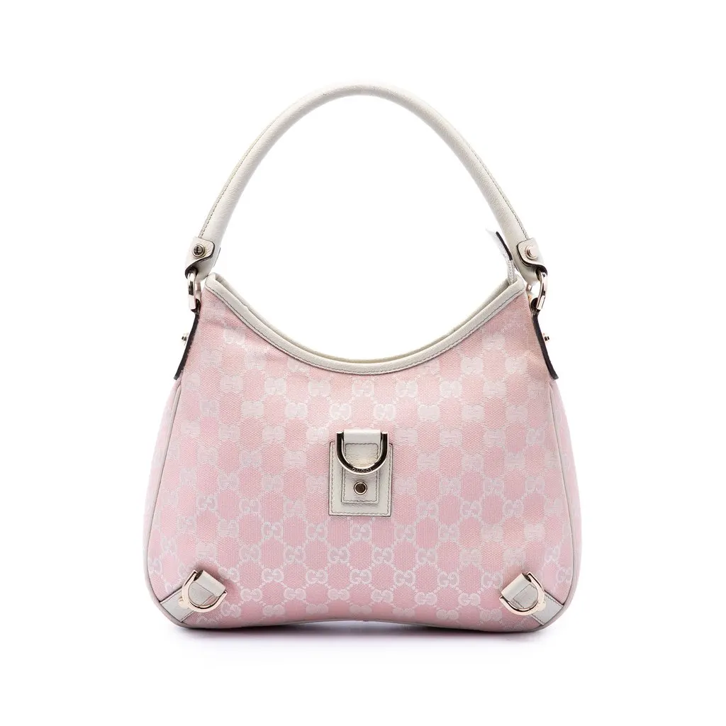 Gucci GG Canvas Abbey D Ring Shoulder Bag Pink Canvas Good - Front View