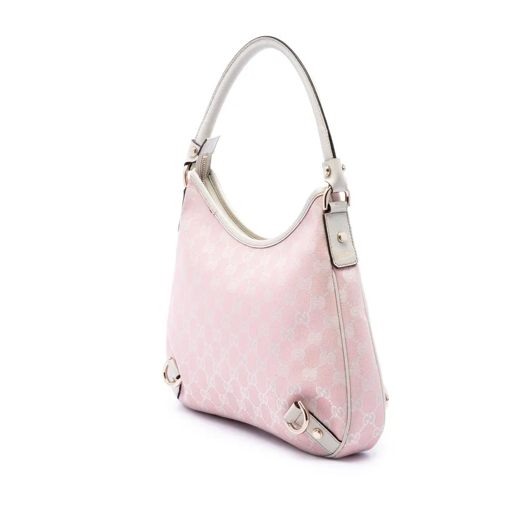 Gucci GG Canvas Abbey D Ring Shoulder Bag Pink Canvas Good - Back View