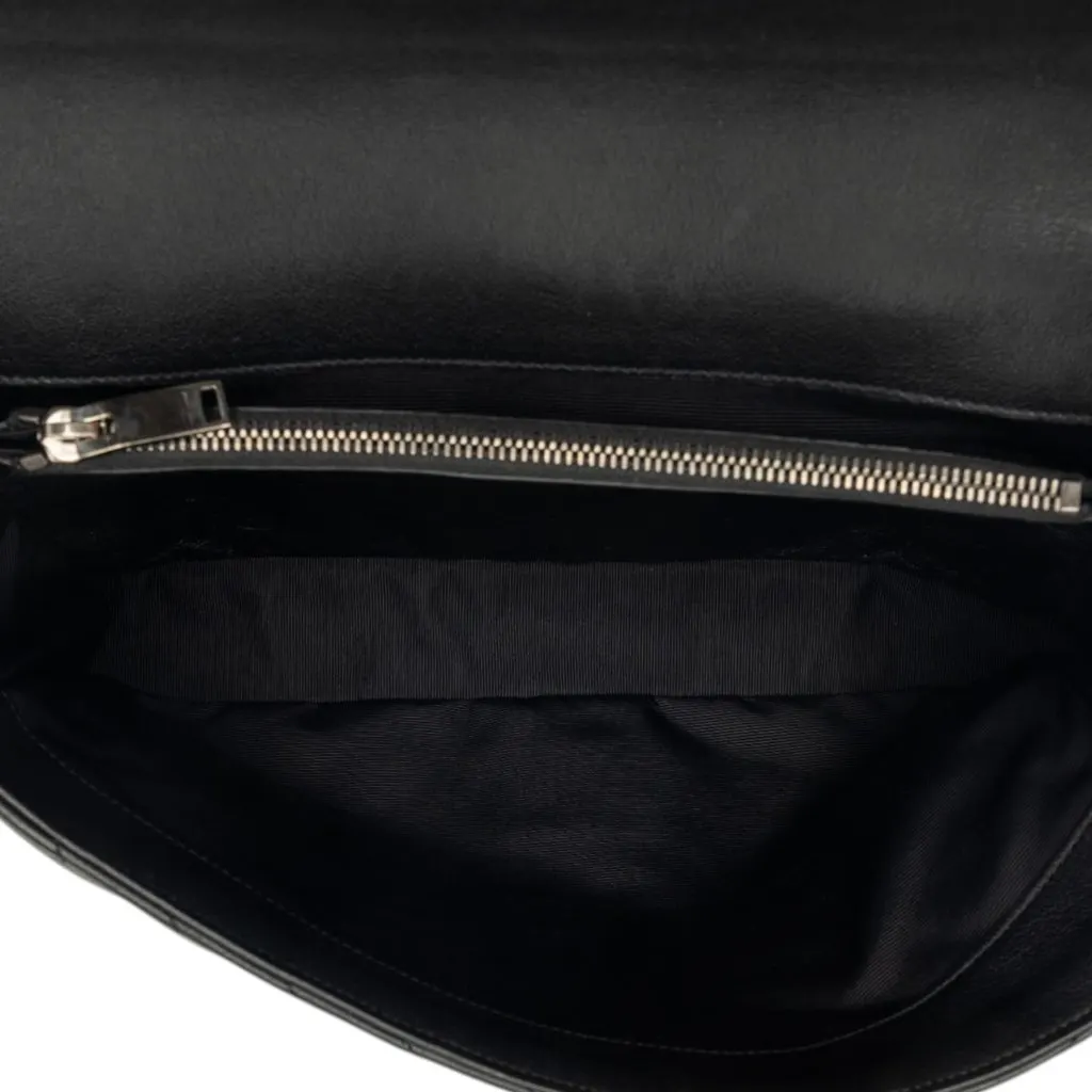 Saint Laurent Large Chevron Sheepskin Monogram College Bag Black Leather Very good - Model View