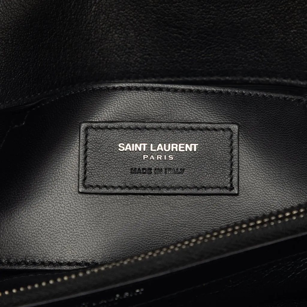 Saint Laurent Large Chevron Sheepskin Monogram College Bag Black Leather Very good - Box View