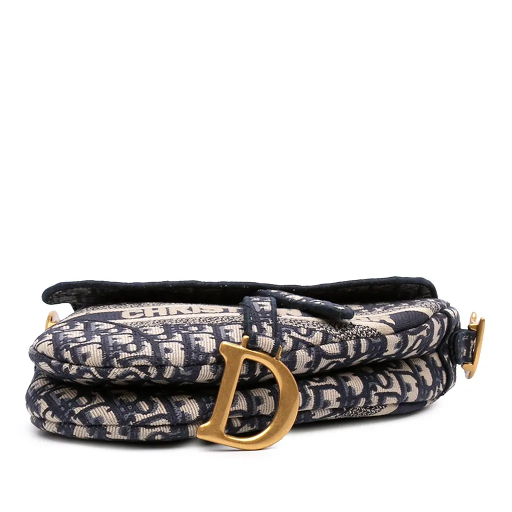 Dior Oblique Embroidered Canvas Saddle Bag Blue Very good - Inside View