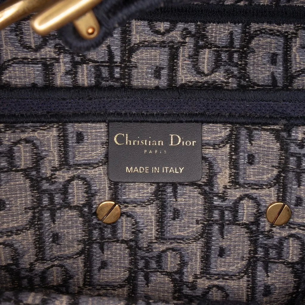 Dior Oblique Embroidered Canvas Saddle Bag Blue Very good - Box View