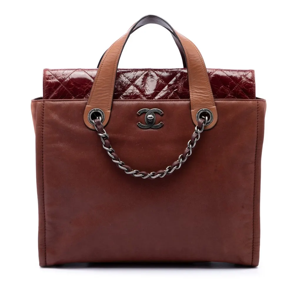 Chanel Iridescent Calfskin In The Mix Portobello Soft Tote Brown Leather Very good - Front View