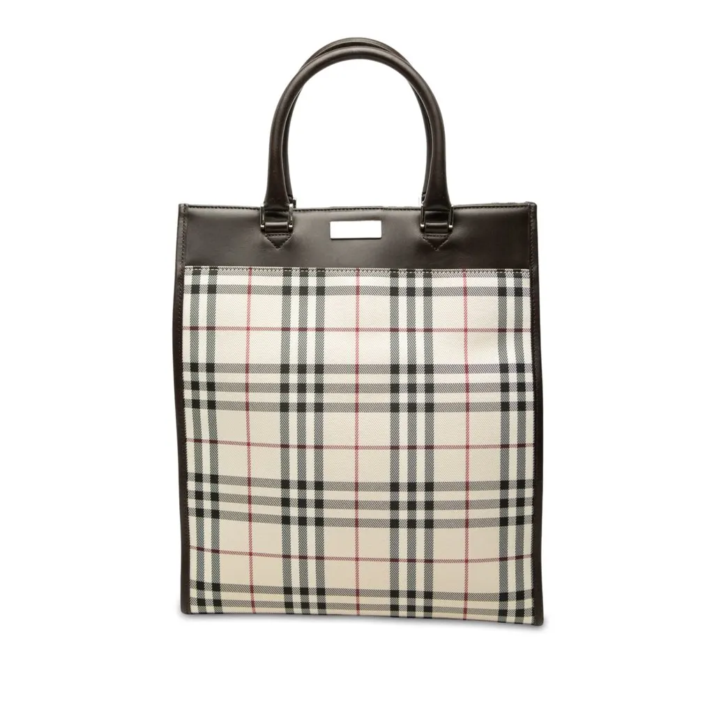 Burberry House Check Canvas Tote Beige Canvas Very good - Front View
