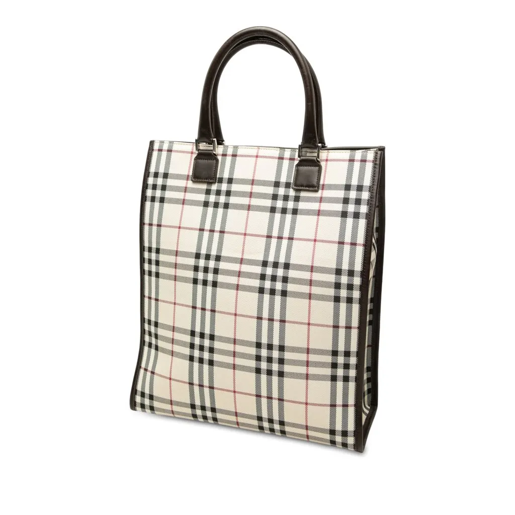 Burberry House Check Canvas Tote Beige Canvas Very good - Back View