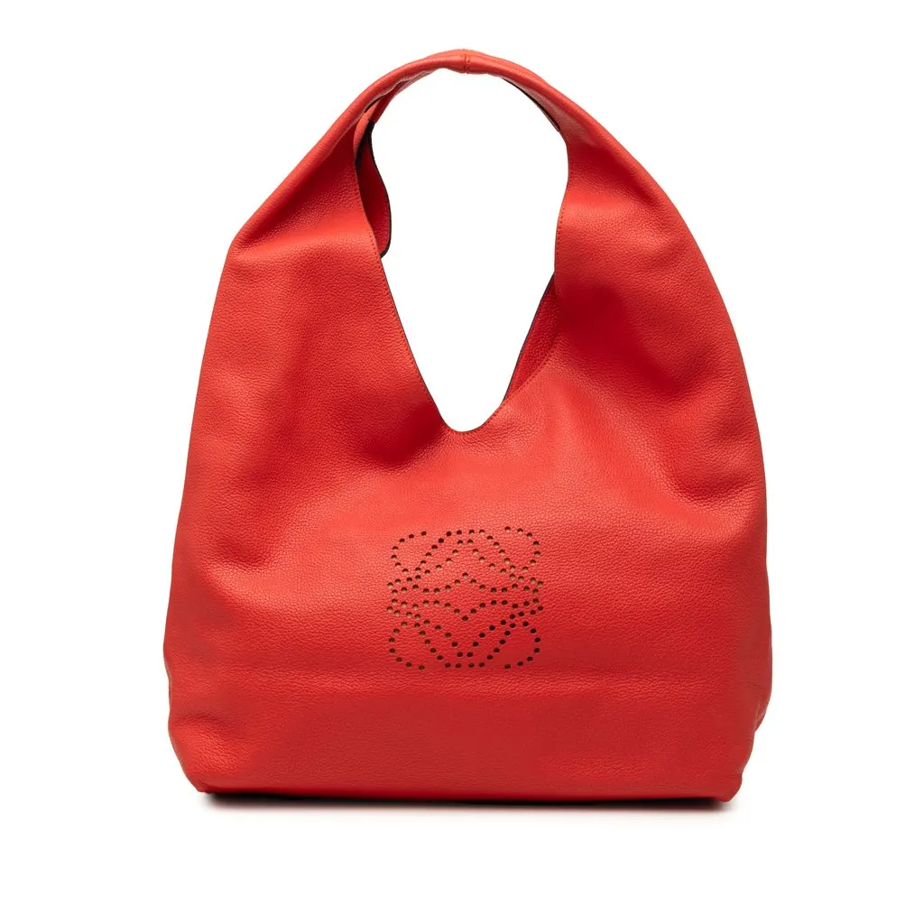 LOEWE Calfskin Anagram Dunas Hobo Orange Leather Very good - Front View
