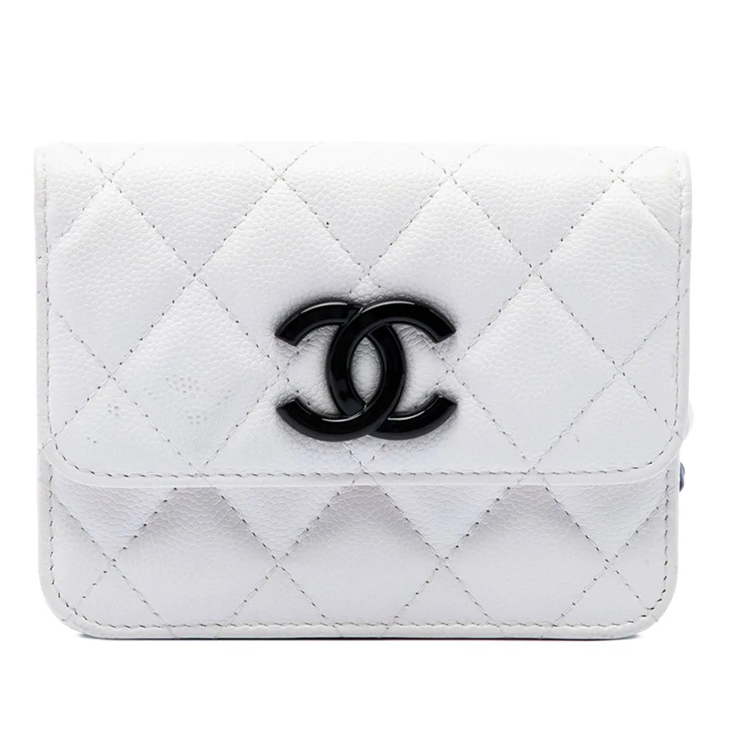 Chanel Quilted Caviar My Everything Belt Bag White Leather Very good - Front View