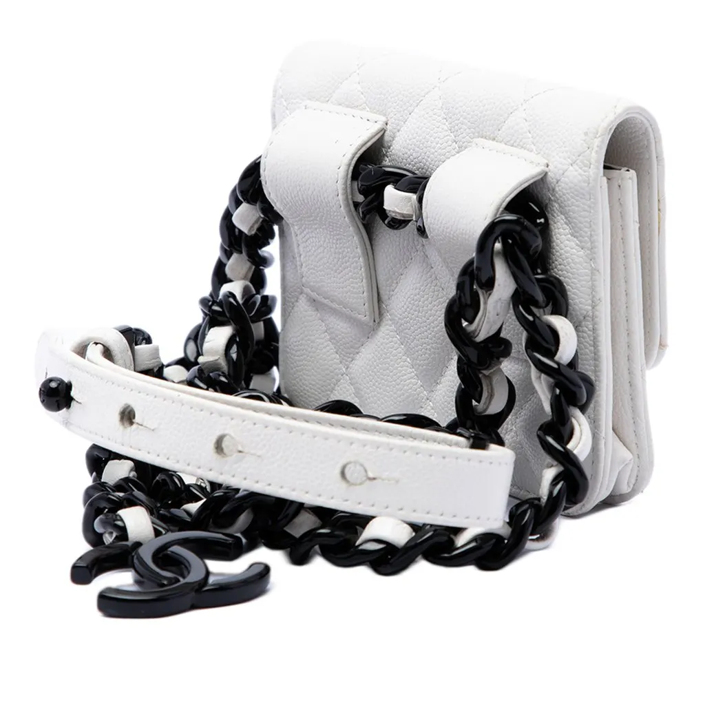 Chanel Quilted Caviar My Everything Belt Bag White Leather Very good - Back View