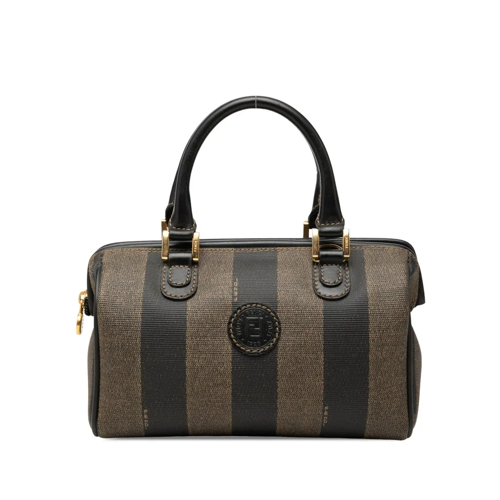 Fendi ميني Pequin Coated قماش قابلة للتحويل بوسطن حقيبة
