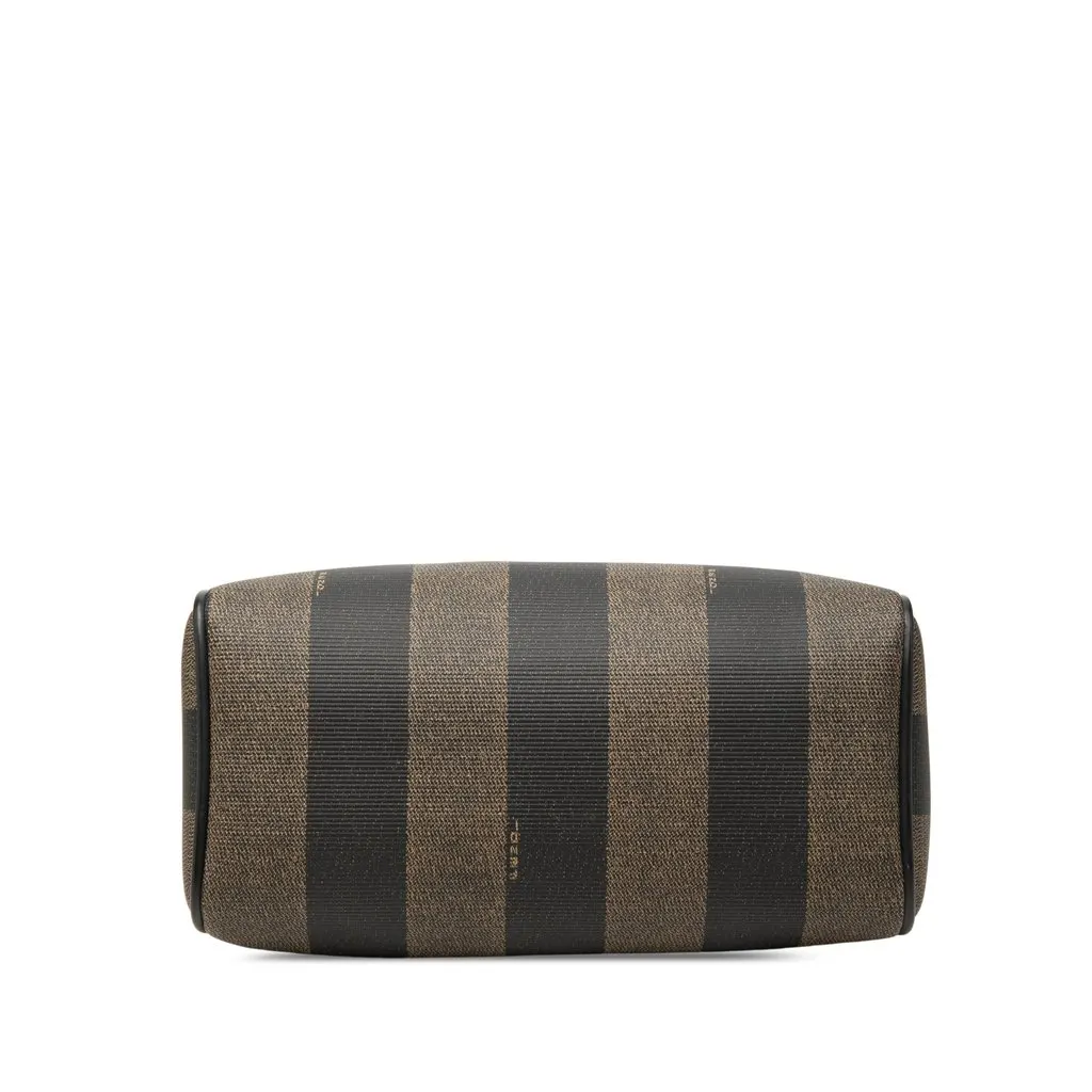 Fendi Mini Pequin Coated Canvas Convertible Boston Bag Brown Canvas Good - Inside View