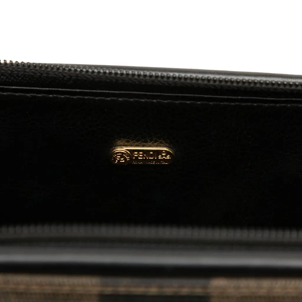 Fendi Mini Pequin Coated Canvas Convertible Boston Bag Brown Canvas Good - Box View
