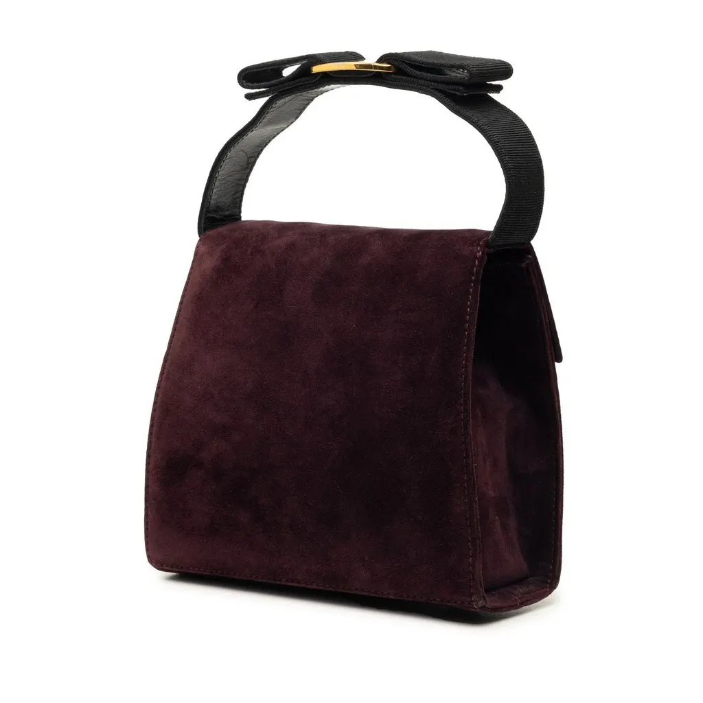 Salvatore Ferragamo Suede Vara Bow Top Handle Bag Purple Suede Very good - Back View