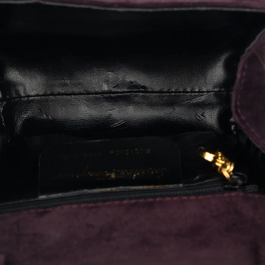 Salvatore Ferragamo Suede Vara Bow Top Handle Bag Purple Suede Very good - Model View