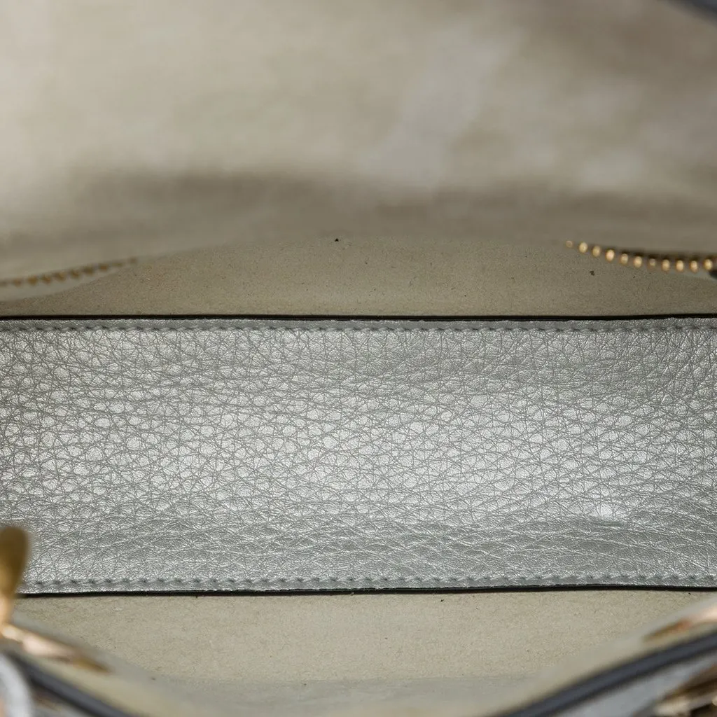 Dior Mini Metallic Calfskin Cannage Supple Lady Dior Silver Leather Good - Model View