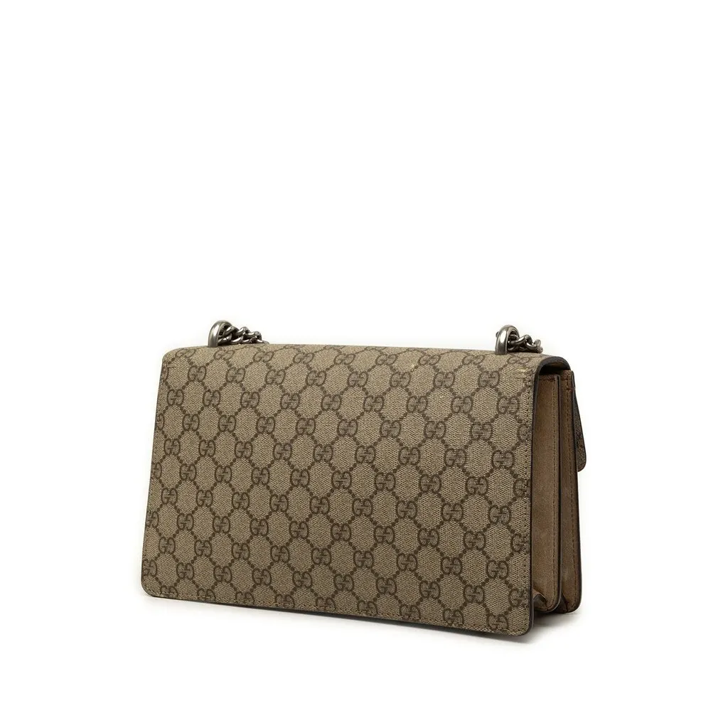 Gucci Medium GG Supreme Dionysus Shoulder Bag Beige Canvas Good - Back View