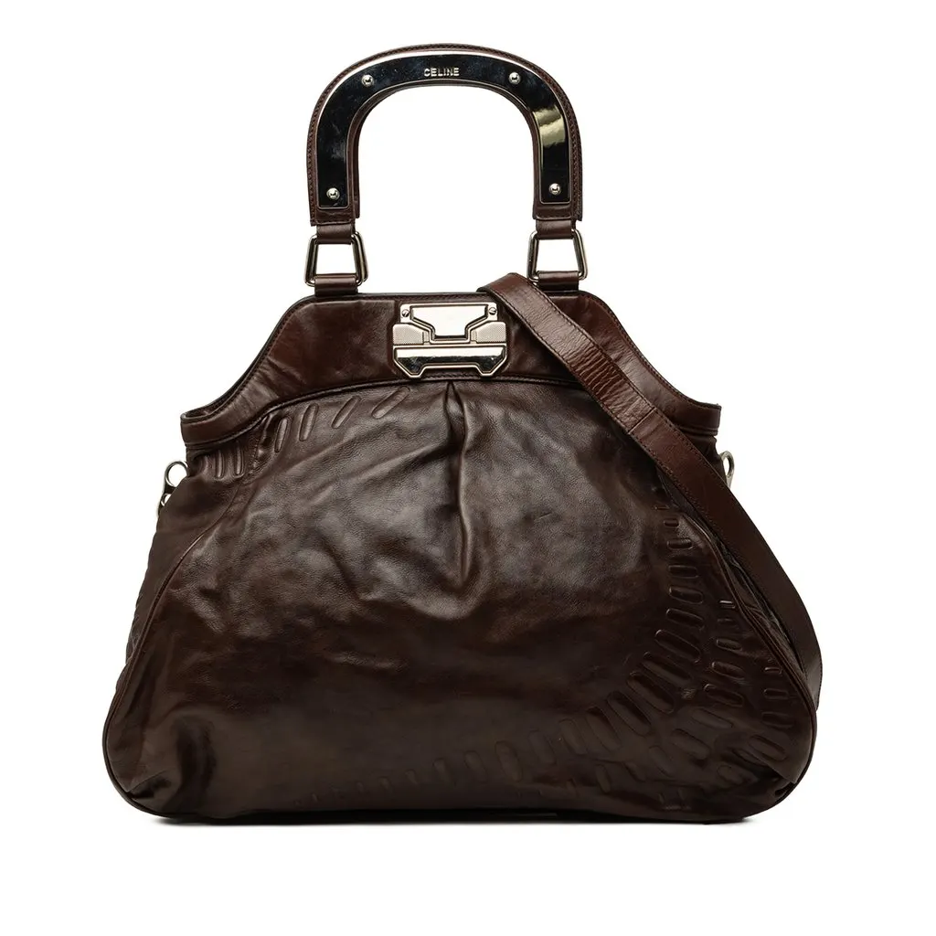 Celine Leather Anita Satchel Brown Leather Good - Front View