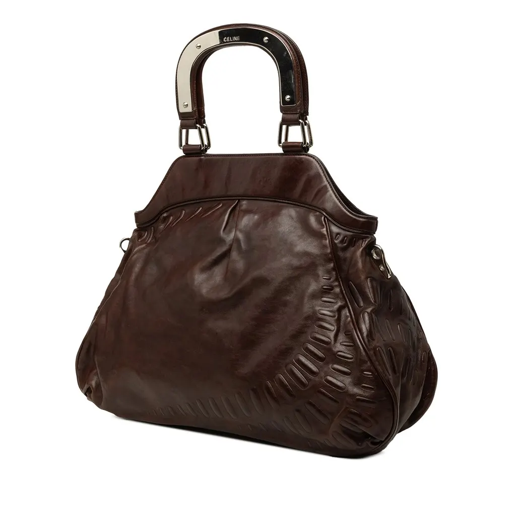 Celine Leather Anita Satchel Brown Leather Good - Back View