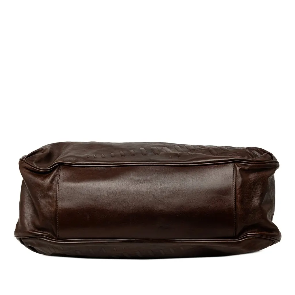 Celine Leather Anita Satchel Brown Leather Good - Inside View