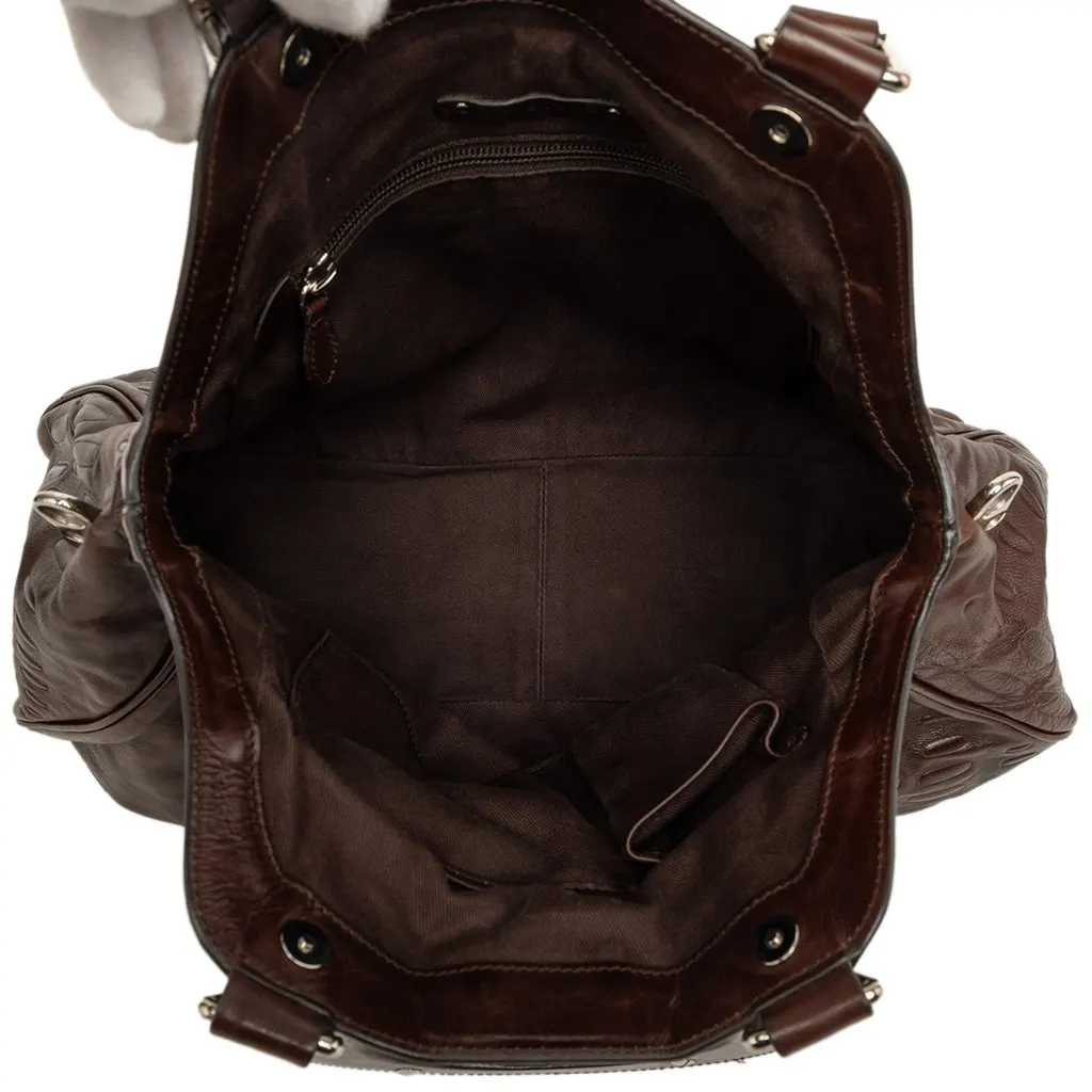 Celine Leather Anita Satchel Brown Leather Good - Model View