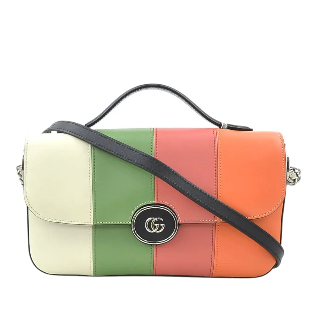 Gucci Small Multicolor Calfskin Senna Petite GG Top Handle Bag
