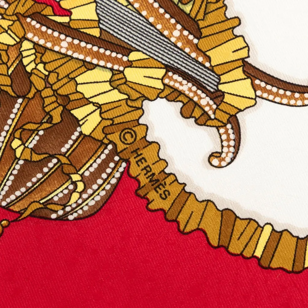 Hermès Les Fetes du Roi Soleil Silk Scarf 90 White Silk Very good - Box View