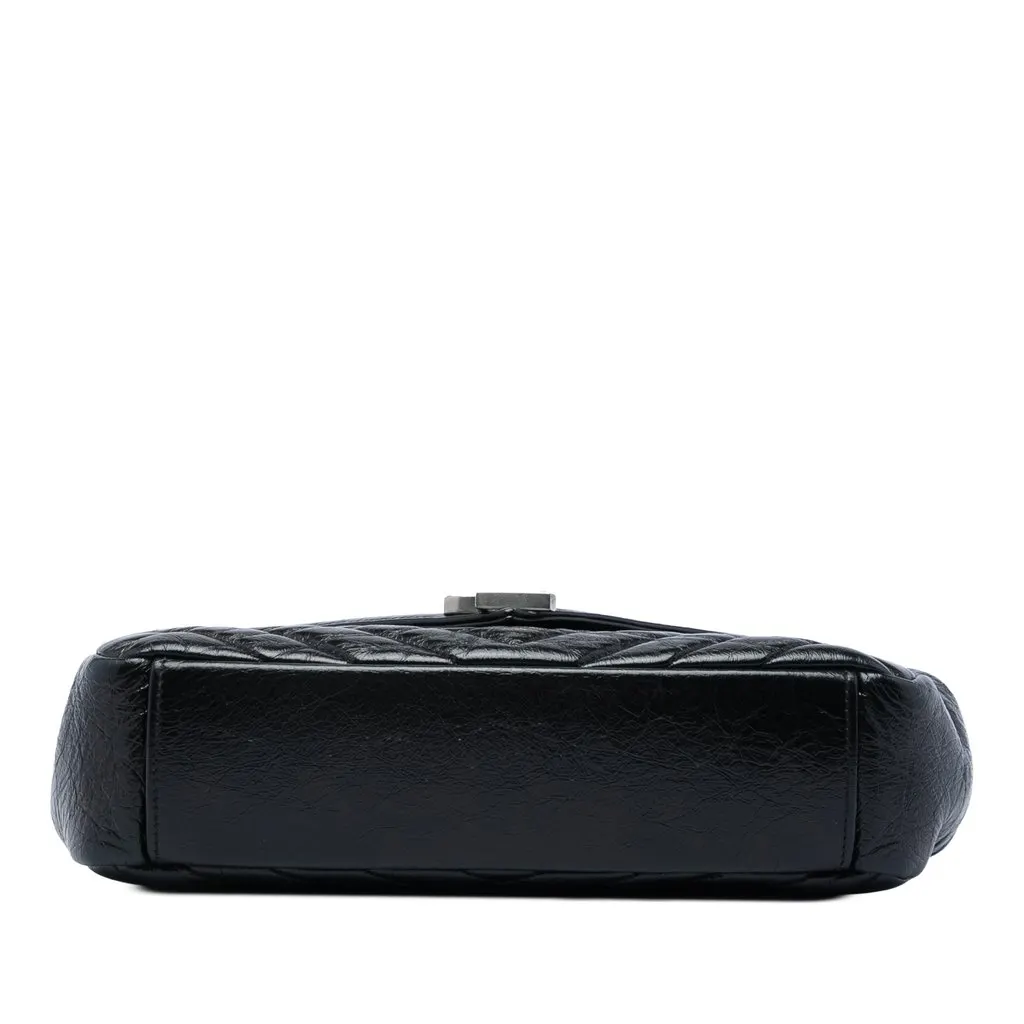 Saint Laurent Medium Chevron Metallic Crinkled Calfskin Punk Chain Bag Black Leather Very good - Inside View