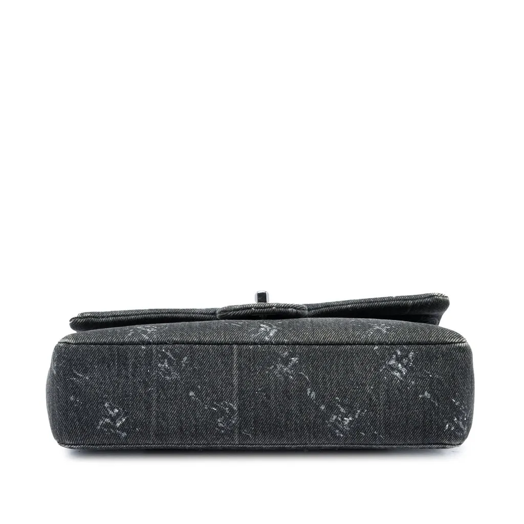 Chanel Medium Classic Printed Denim Double Flap Black Denim Very good - Inside View