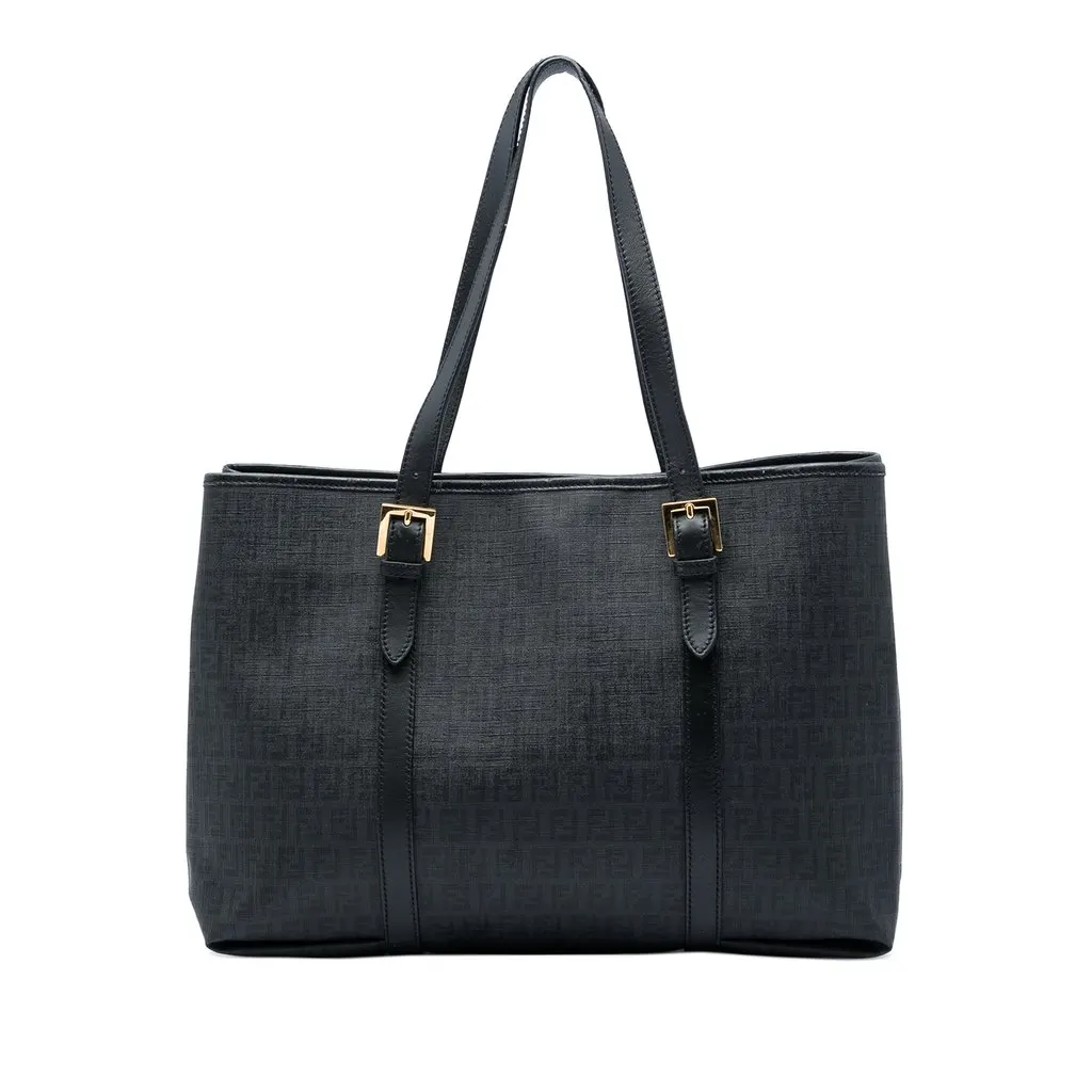 Fendi Zucchino Coated Canvas Tote Black Very good - Front View