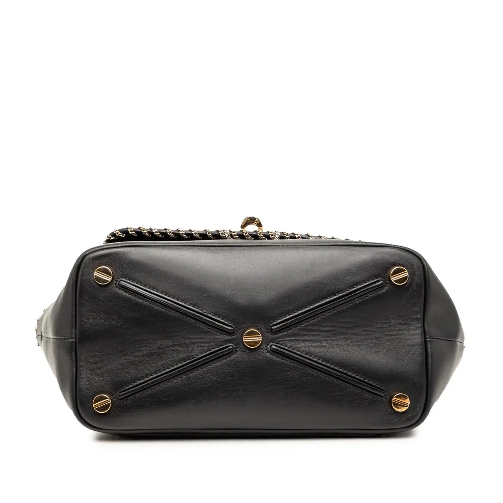 Valentino Leather Demilune Whipstitch Satchel Black Leather Very good - Inside View