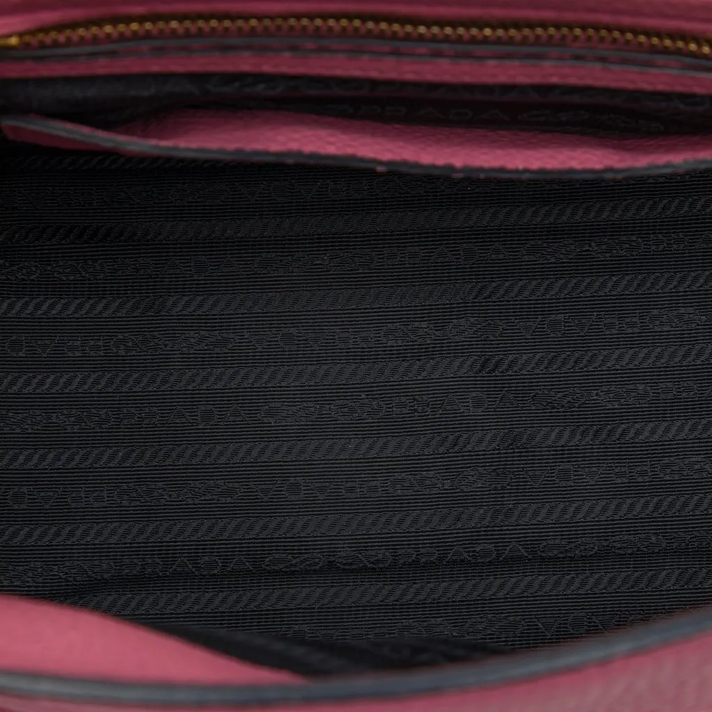 Prada Vitello Daino Soundlock Satchel Pink Leather Good - Model View