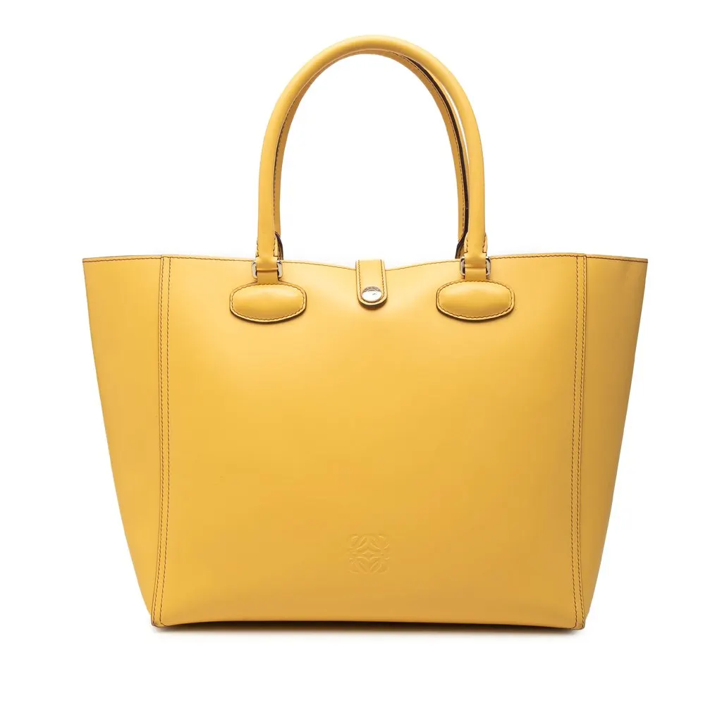 LOEWE Leather Leo Tote Yellow Leather Very good - Front View
