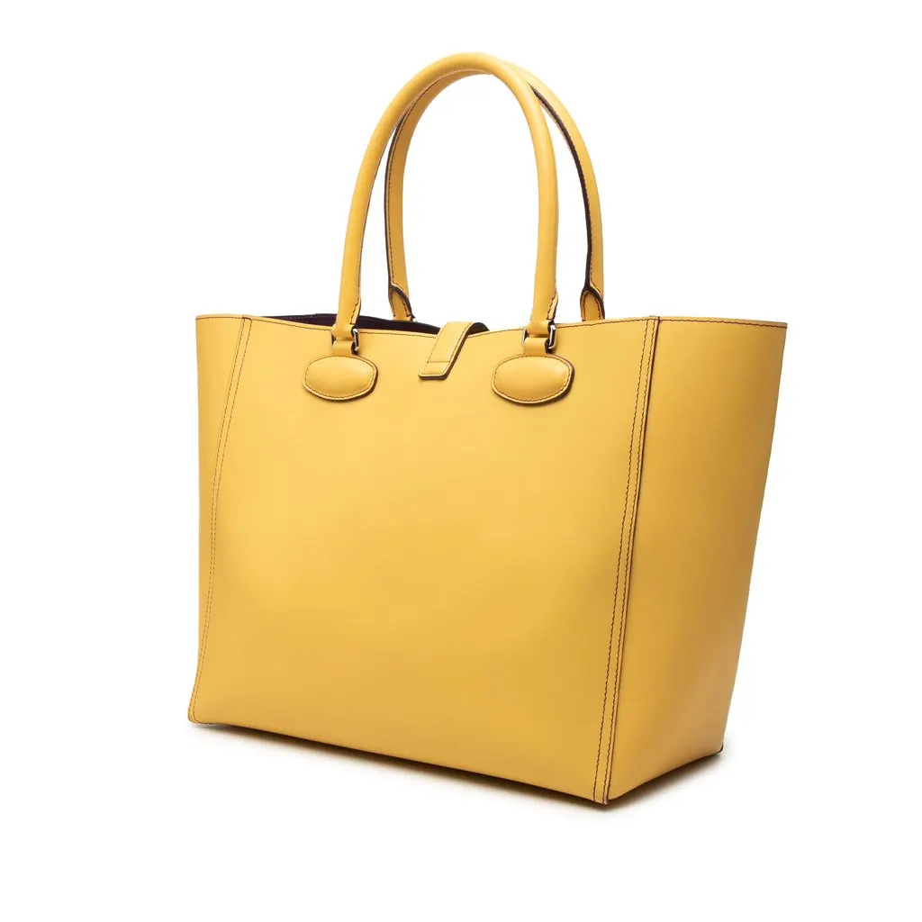 LOEWE Leather Leo Tote Yellow Leather Very good - Back View