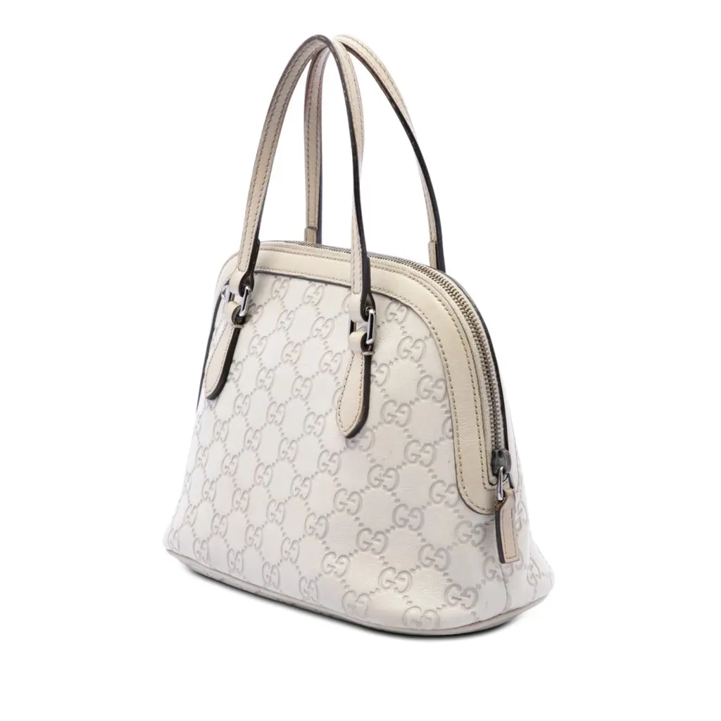 Gucci Mini Guccissima Dome Satchel White Leather Very good - Back View