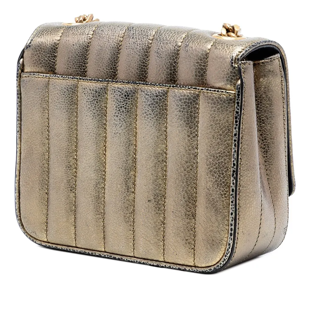Saint Laurent Small Metallic Grain De Poudre Monogram Vicky Chain Bag Gold Leather Very good - Back View