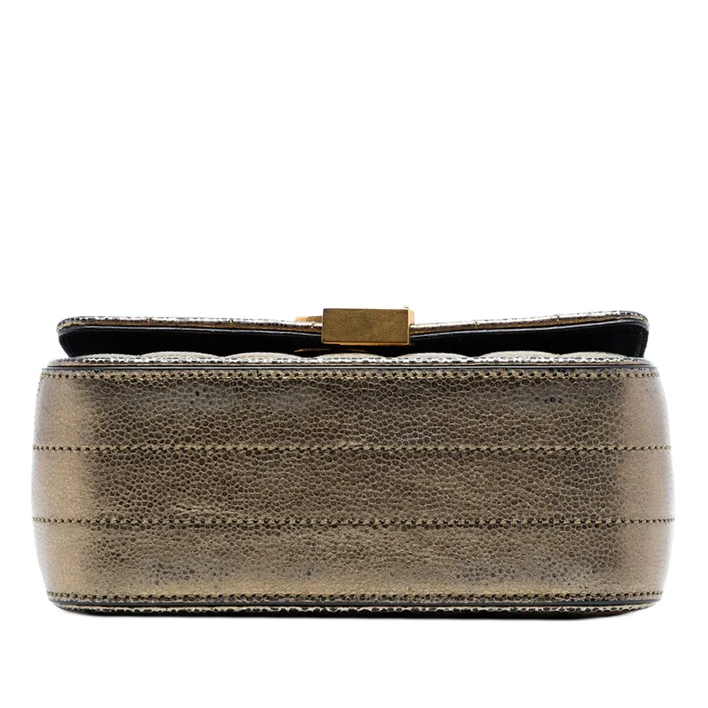 Saint Laurent Small Metallic Grain De Poudre Monogram Vicky Chain Bag Gold Leather Very good - Inside View