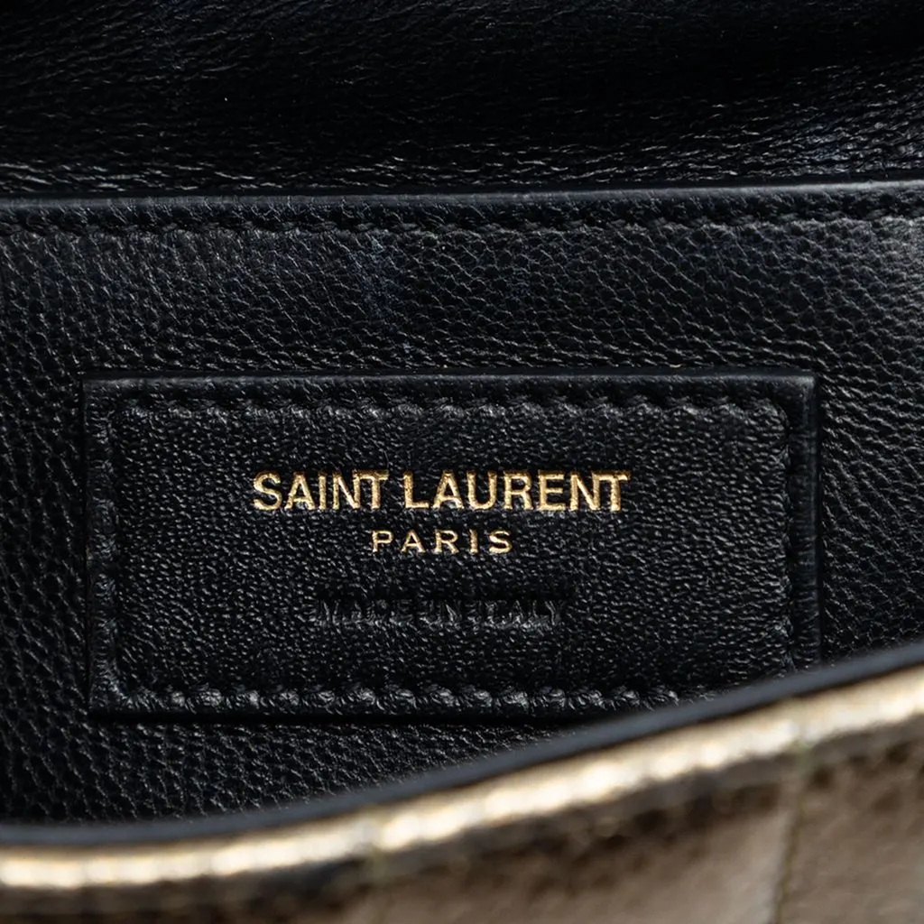 Saint Laurent Small Metallic Grain De Poudre Monogram Vicky Chain Bag Gold Leather Very good - Box View