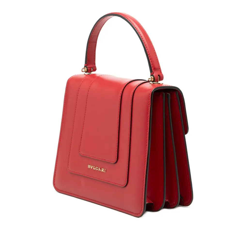 Bvlgari Small Calfskin Serpenti Forever Top Handle Bag Red Leather Very good - Back View
