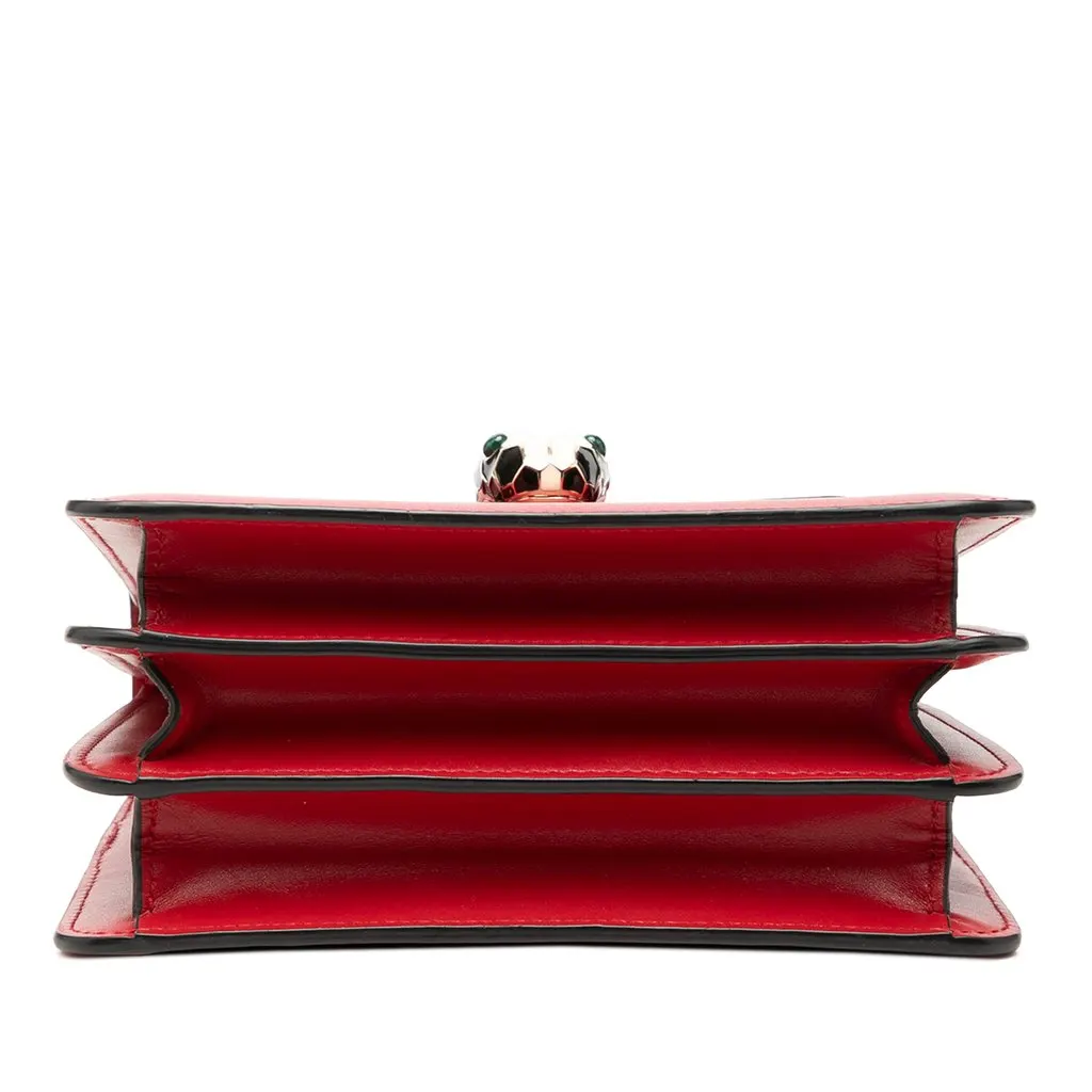 Bvlgari Small Calfskin Serpenti Forever Top Handle Bag Red Leather Very good - Inside View