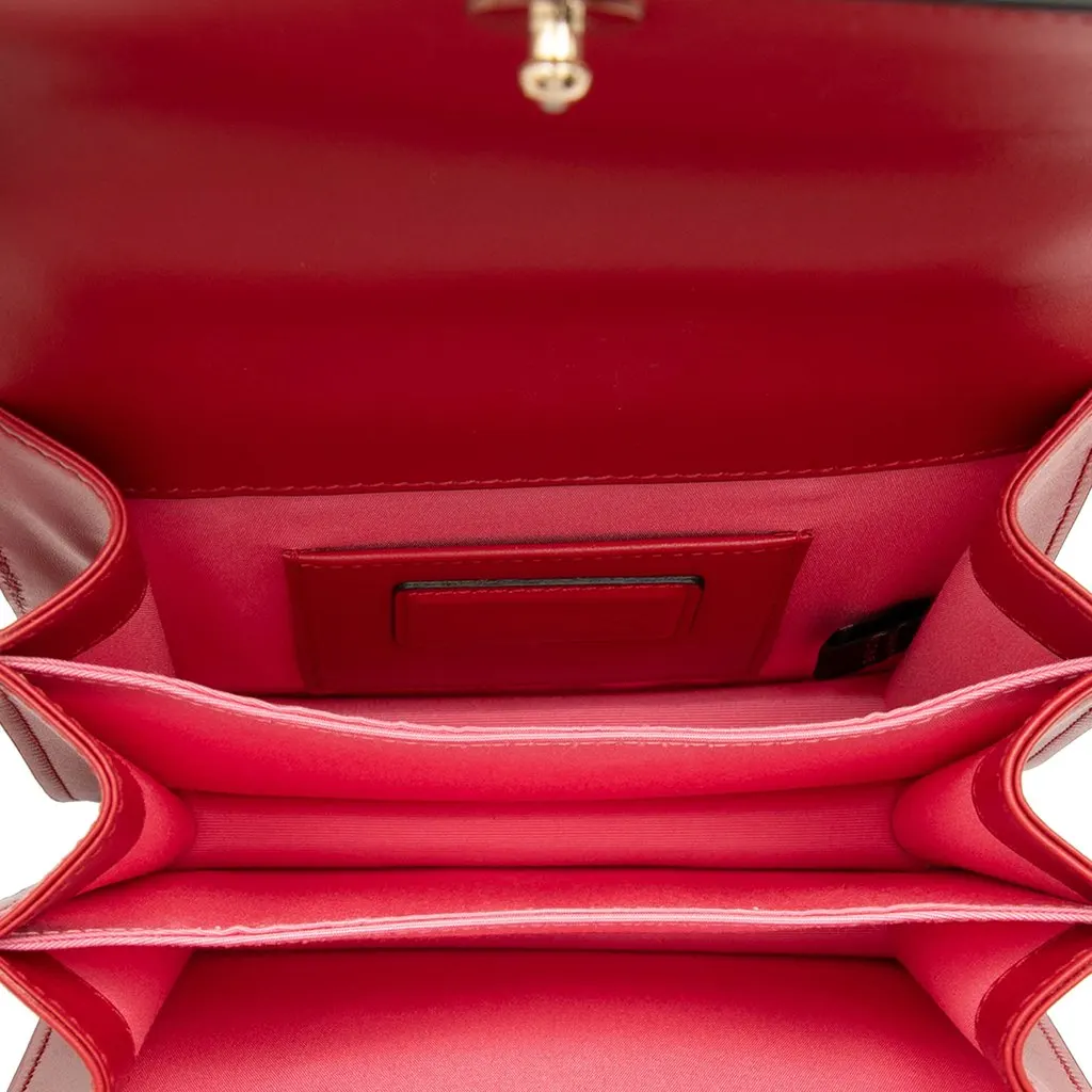 Bvlgari Small Calfskin Serpenti Forever Top Handle Bag Red Leather Very good - Model View
