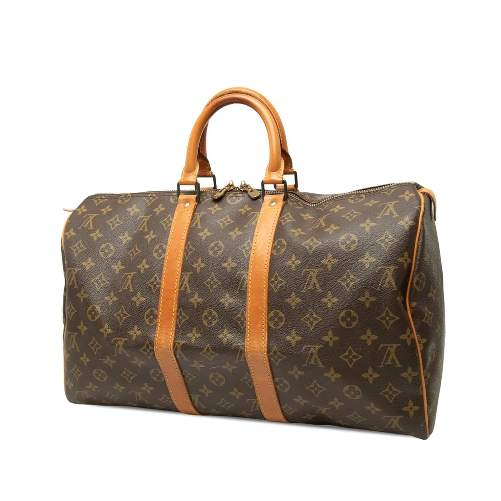Louis Vuitton Monogram Keepall 45 Brown Canvas Good - Back View