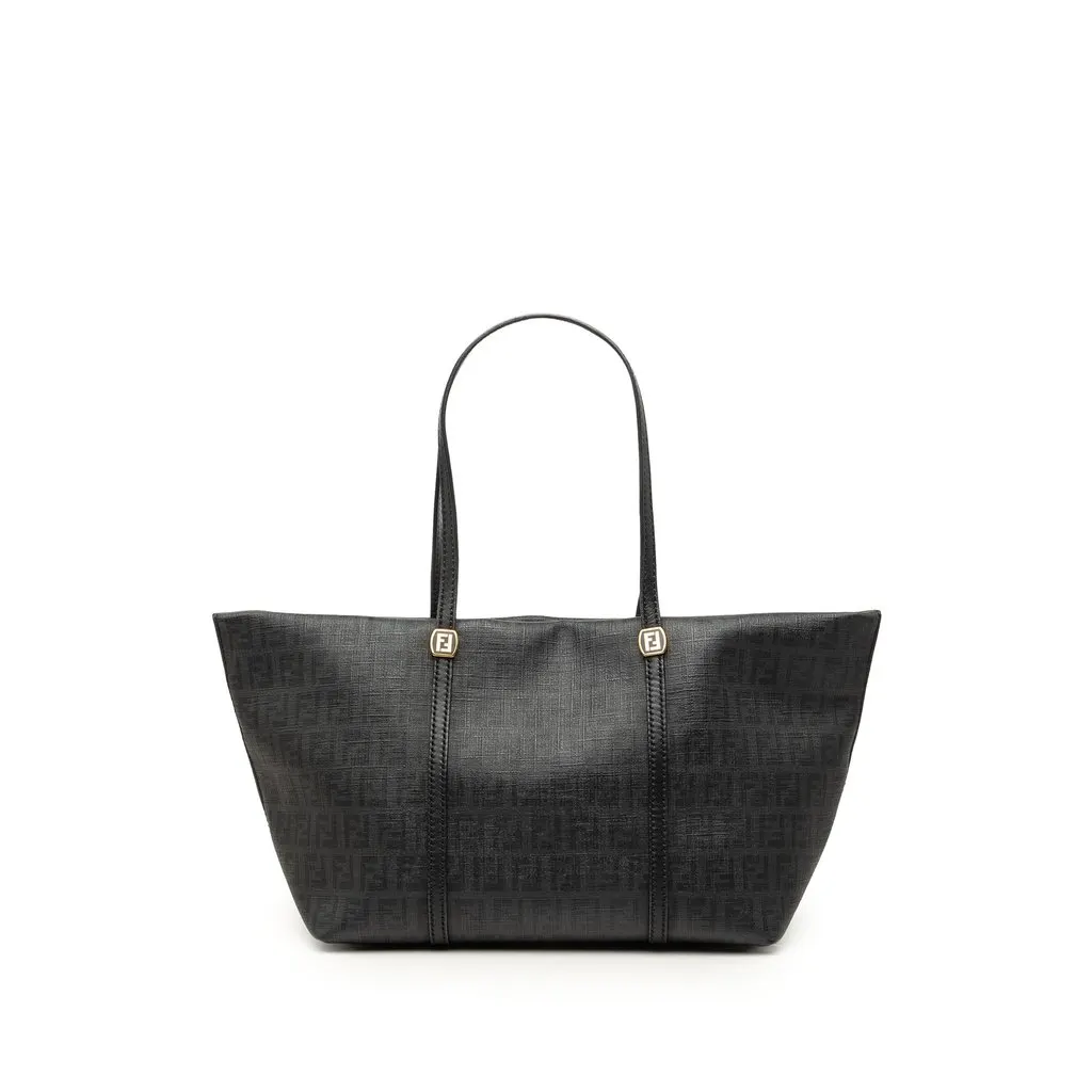 Fendi Zucchino Coated Canvas Tote Black Very good - Front View