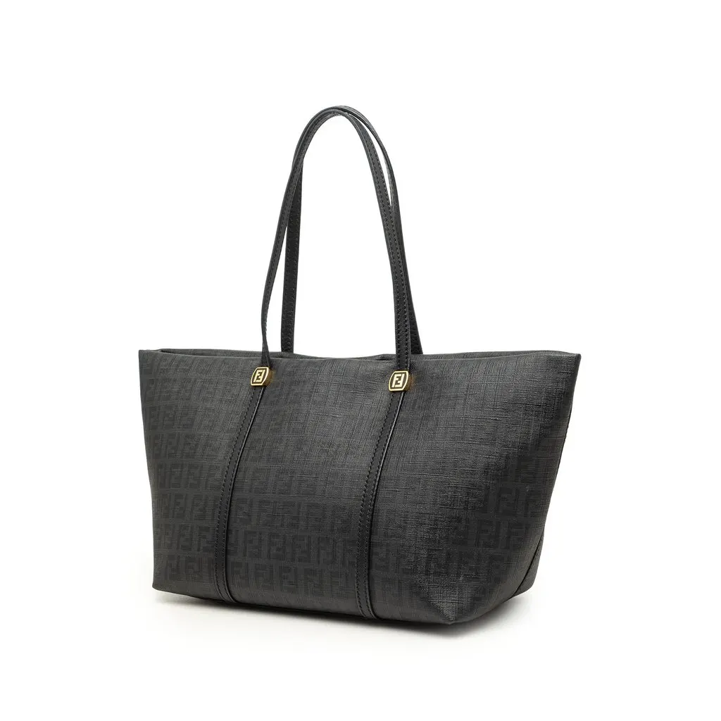 Fendi Zucchino Coated Canvas Tote Black Very good - Back View
