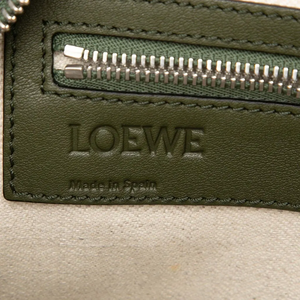 Loewe Embossed Anagram Leather Wristlet Pouch Green Leather Very good - Box View