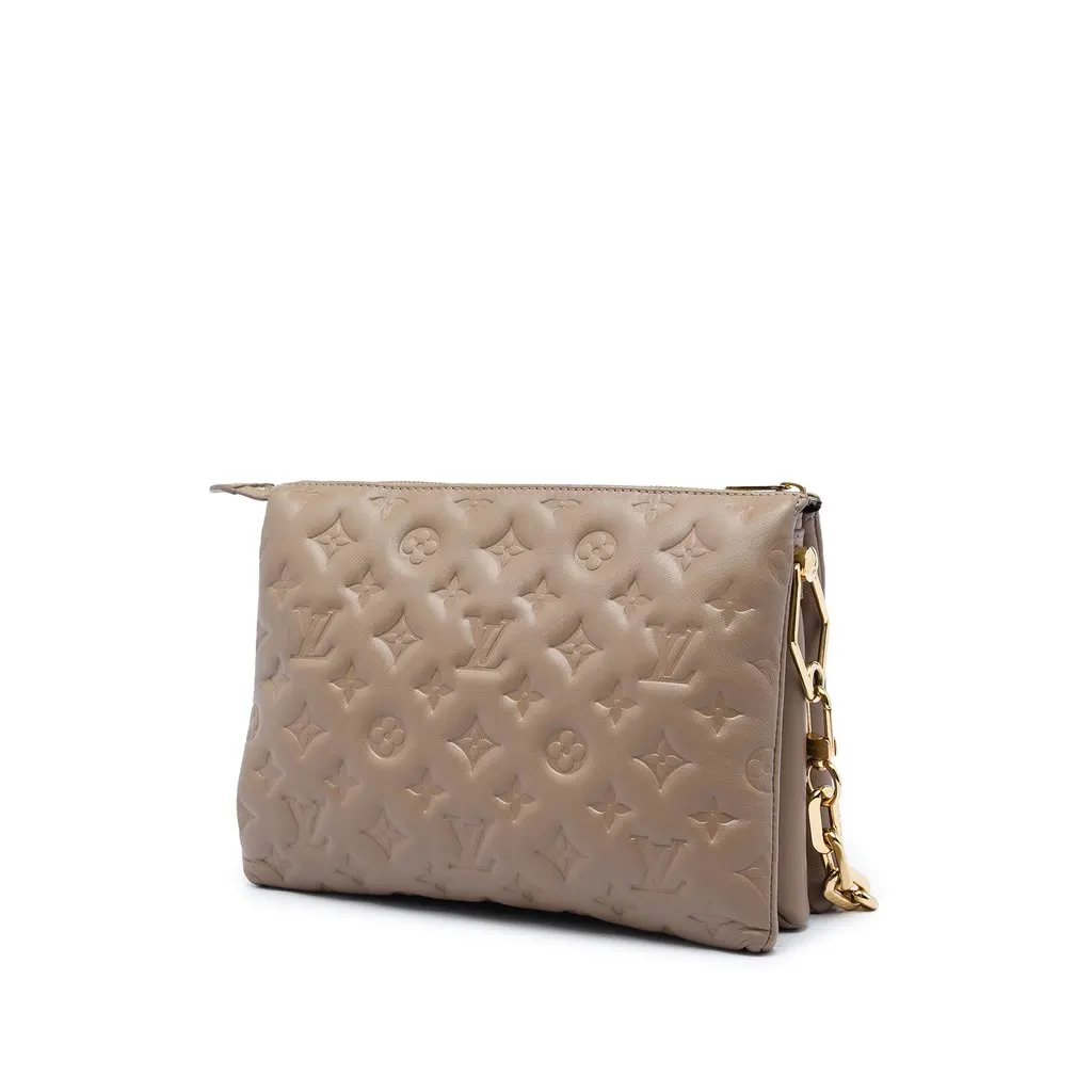 Louis Vuitton Monogram Embossed Puffy Lambskin Coussin PM Brown Leather Very good - Back View