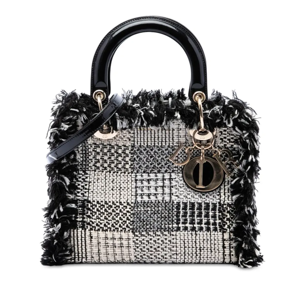 Dior متوسطة تويد Fringe ليدي ديور